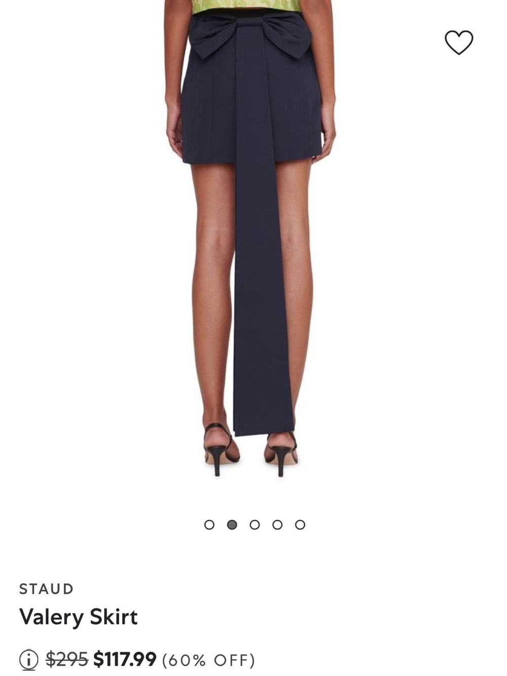 STAUD Navy Asymmetric Mini Skirt with Tail